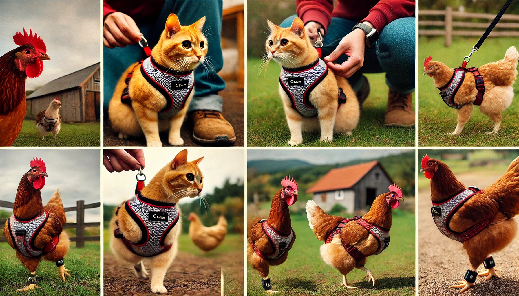 H Style Cat Harness on Chicken