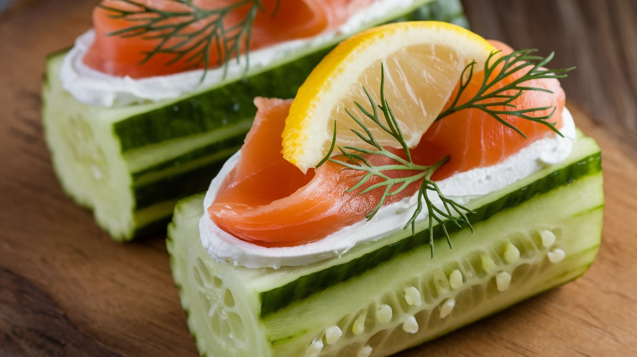 Chatelaine Smoked Salmon Roll on Cucumber Recipe