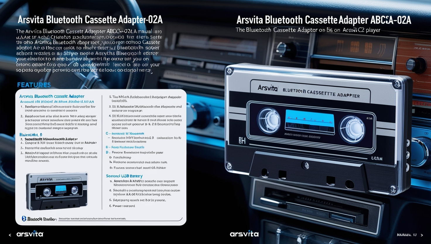 Arsvita Bluetooth Cassette Adapter ABCCA-02A Manual